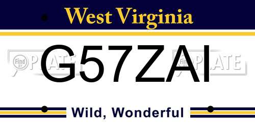 G57ZAI West Virginia License Plate