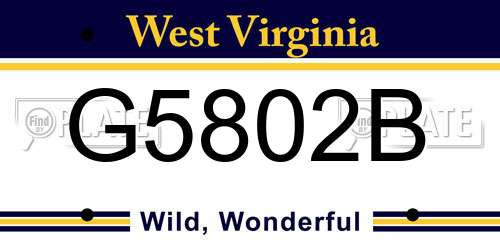 G5802B West Virginia License Plate