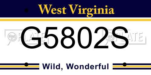 G5802S West Virginia License Plate