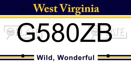 G580ZB West Virginia License Plate