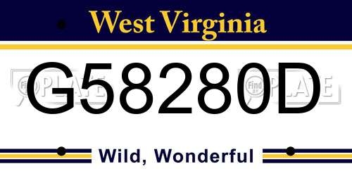 G58280D West Virginia License Plate