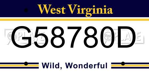 G58780D West Virginia License Plate