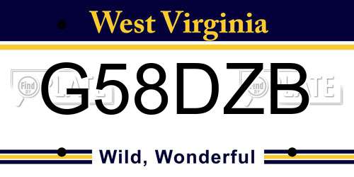 G58DZB West Virginia License Plate