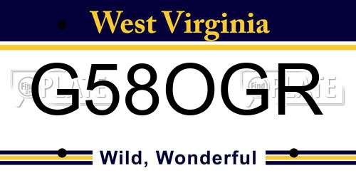 G58OGR West Virginia License Plate