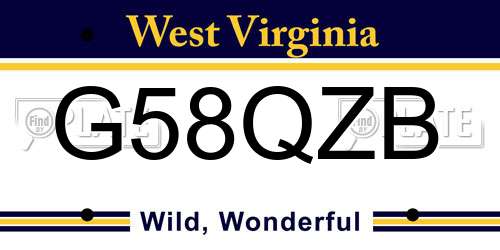 G58QZB West Virginia License Plate
