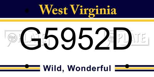 G5952D West Virginia License Plate