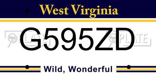 G595ZD West Virginia License Plate