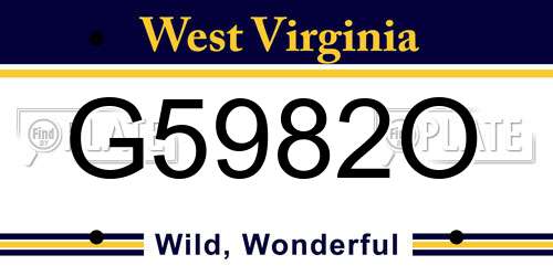 G5982O West Virginia License Plate