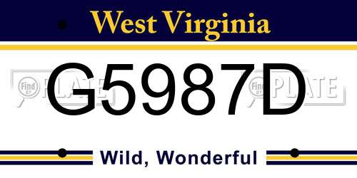 G5987D West Virginia License Plate