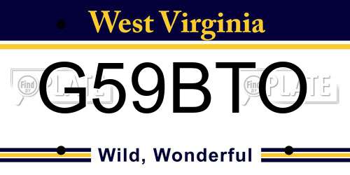 G59BTO West Virginia License Plate