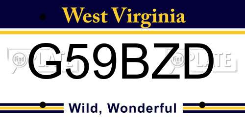 G59BZD West Virginia License Plate