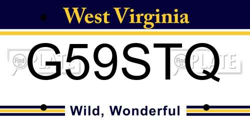 G59STQ West Virginia License Plate