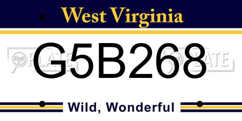 G5B268 West Virginia License Plate