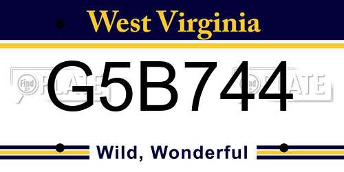 G5B744 West Virginia License Plate