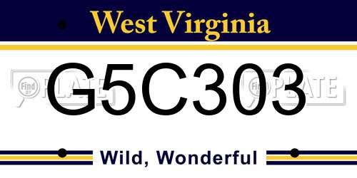 G5C303 West Virginia License Plate