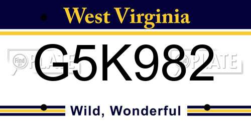 G5K982 West Virginia License Plate