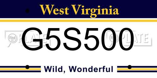 G5S500 West Virginia License Plate
