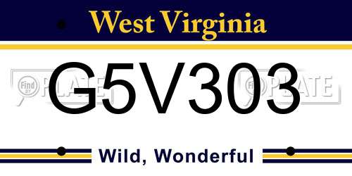 G5V303 West Virginia License Plate