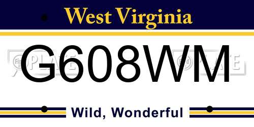 G608WM West Virginia License Plate