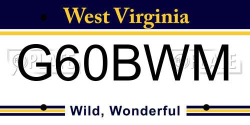 G60BWM West Virginia License Plate