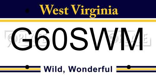 G60SWM West Virginia License Plate