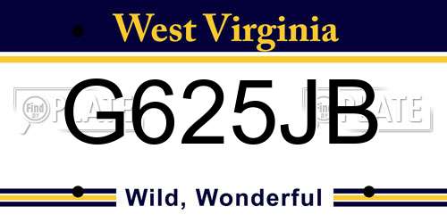 G625JB West Virginia License Plate