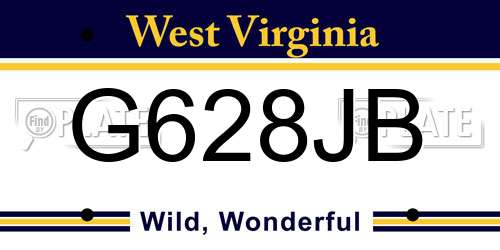 G628JB West Virginia License Plate