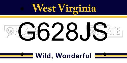 G628JS West Virginia License Plate