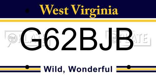 G62BJB West Virginia License Plate