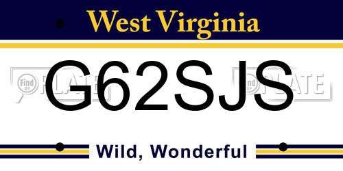 G62SJS West Virginia License Plate