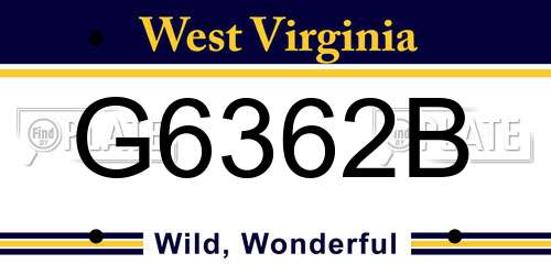 G6362B West Virginia License Plate
