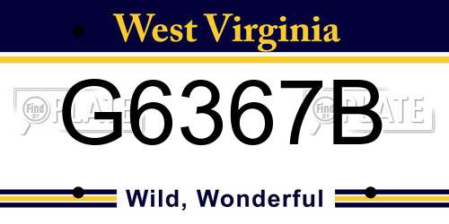 G6367B West Virginia License Plate