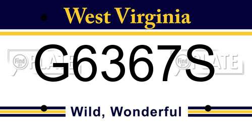 G6367S West Virginia License Plate