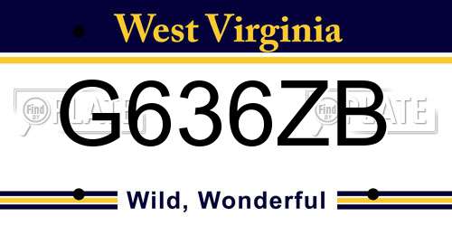 G636ZB West Virginia License Plate