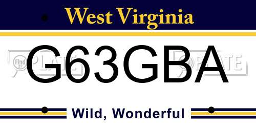 G63GBA West Virginia License Plate