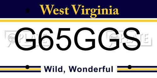 G65GGS West Virginia License Plate