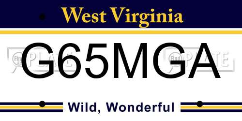 G65MGA West Virginia License Plate