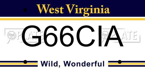G66CIA West Virginia License Plate