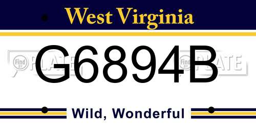 G6894B West Virginia License Plate