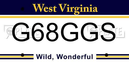 G68GGS West Virginia License Plate