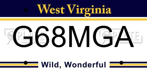 G68MGA West Virginia License Plate