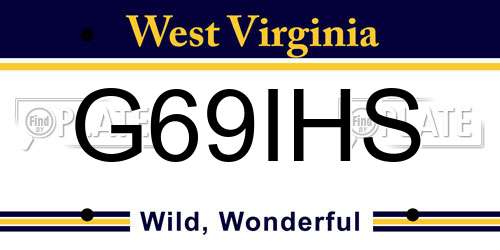 G69IHS West Virginia License Plate