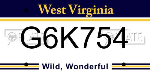 G6K754 West Virginia License Plate