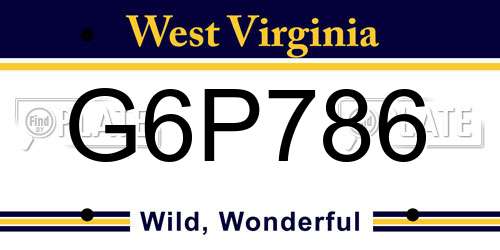 G6P786 West Virginia License Plate