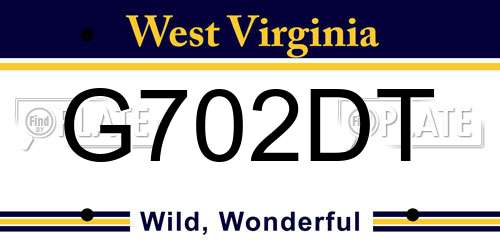 G702DT West Virginia License Plate