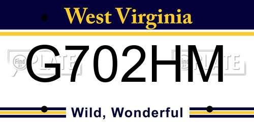 G702HM West Virginia License Plate