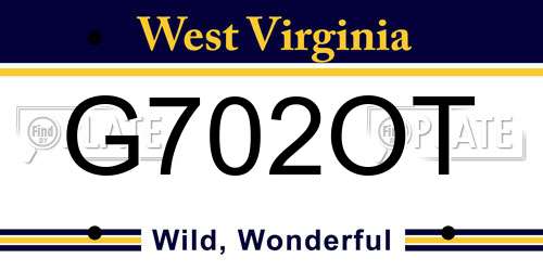 G702OT West Virginia License Plate