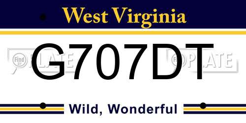 G707DT West Virginia License Plate