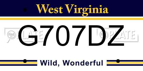 G707DZ West Virginia License Plate