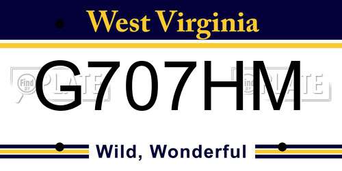 G707HM West Virginia License Plate